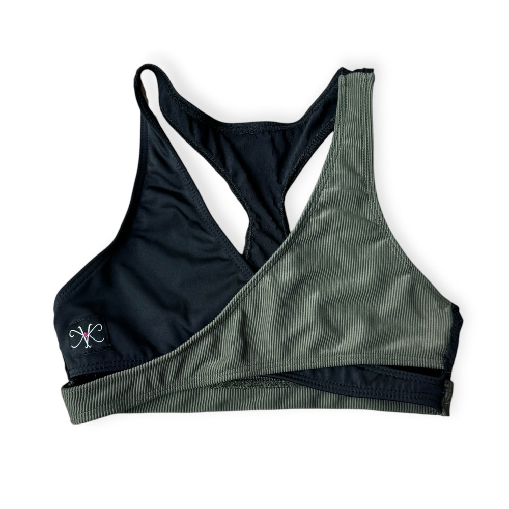 Kandi Kouture Girls Ribbed Crossover Mesh Racerback Dance Sports Bra  CL